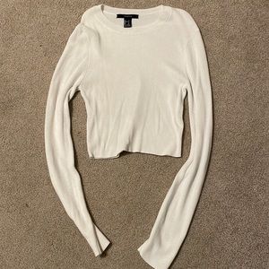 Forever 21 Ribbed Long Sleeve White Shirt S